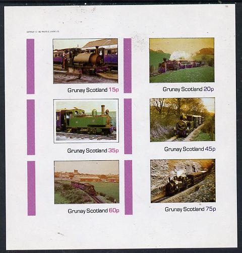 Grunay 1982 Steam Locos #06 (North Wales Narrow Gauge) imperf set of 6 values (15p to 75p) unmounted mint
