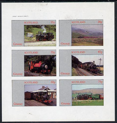 Grunay 1982 Steam Locos #07 (North Wales Narrow Gauge) imperf set of 6 values (15p to 75p) unmounted mint