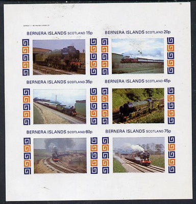 Bernera 1982 Steam Locos #13 imperf set of 6 values (15p to 75p) unmounted mint