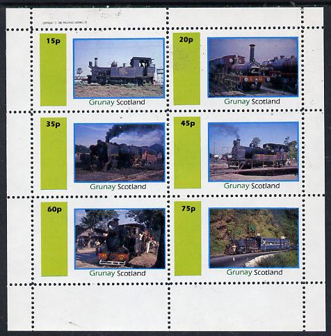 Grunay 1982 Steam Locos #10 (Indian) perf set of 6 values (15p to 75p) unmounted mint