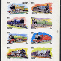 Staffa 1973 Locomotives #1 imperf,set of 8 values (1p to 30p) unmounted mint