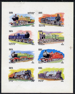 Staffa 1973 Locomotives #1 imperf,set of 8 values (1p to 30p) unmounted mint
