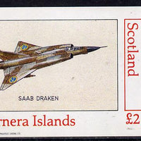Bernera 1982 Aircraft #14 (Saab Draken) imperf deluxe sheet (£2.5 value) unmounted mint