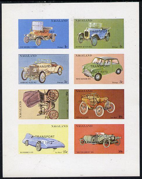 Nagaland 1972 Cars #2 (opt'd Transport Day 1973) imperf,set of 8 values (1c to 50c) unmounted mint