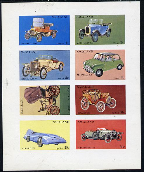 Nagaland 1972 Cars #1 imperf,set of 8 values (1c to 50c) unmounted mint