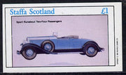 Staffa 1982 Cars #2 imperf souvenir sheet (£1 value),unmounted mint