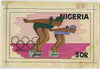Nigeria 1980 Moscow Olympic Games - original hand-painted artwork for 30k value (Swimming) by unknown artist on card 7.5" x 4.5" endorsed C2