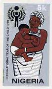 Nigeria 1979 Int Year of the Child - original hand-painted artwork for 5k value (Mother Breast Feeding Baby) by Godrick N Osuji on card 4" x 7.25" endorsed A1