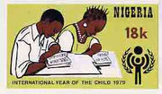 Nigeria 1979 Int Year of the Child - original hand-painted artwork for 18k value (Children Studying) by Godrick N Osuji on card 7" x 4" endorsed B1