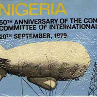 Nigeria 1979 International Radio Committee - original hand-painted artwork for 5k value (Showing Radio Airship) by unknown artist on card 8.5" x 5"