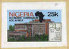 Nigeria 1979 Economic Commission for Africa - original hand-painted composite artwork for 25k value (ECA Headquarters) by Olajide I Oshiga on card 8" x 4.5" endorsed B1