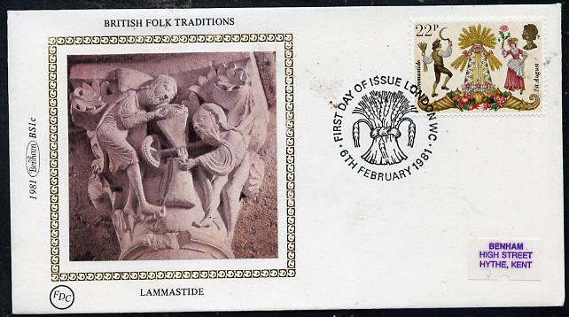 Great Britain 1981 Folklore 22p (Lammastide) on Benham small silk cover with special first day cancel