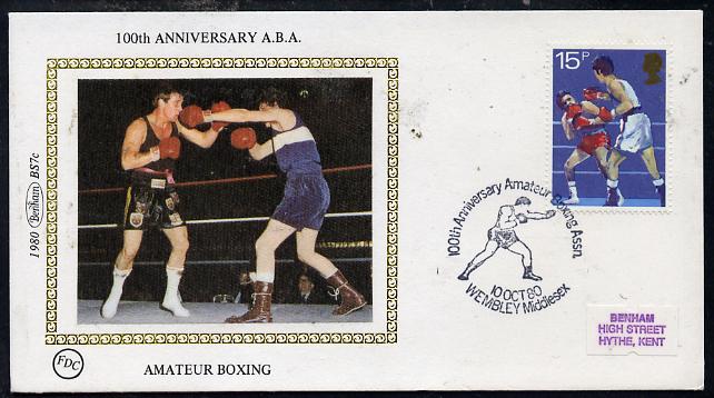 Great Britain 1980 Sport Centenaries 15p (Boxing) on Benham small silk cover with special first day cancel