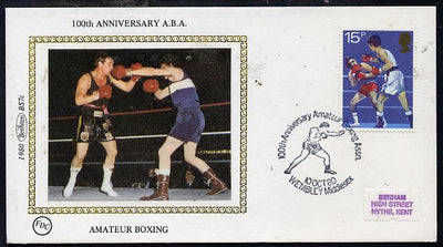 Great Britain 1980 Sport Centenaries 15p (Boxing) on Benham small silk cover with special first day cancel