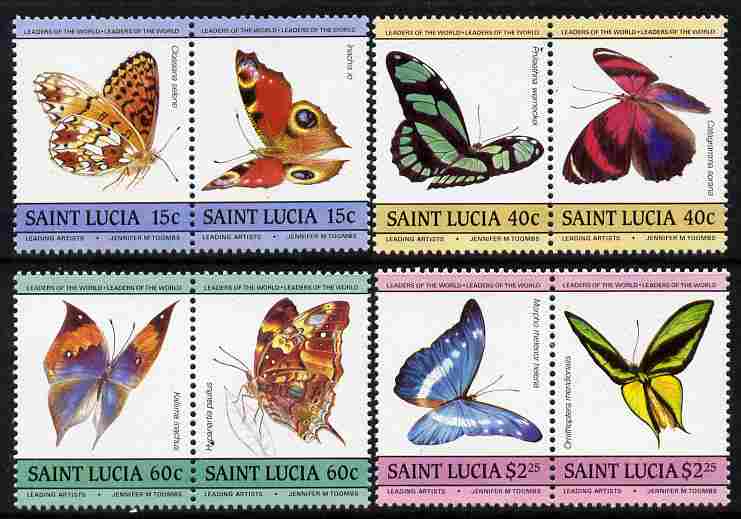 St Lucia 1985 Butterflies (Leaders of the World) set of 8 (SG 781-88) unmounted mint