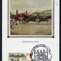 Great Britain 1984 First Mail Coach Run 16p (Exeter Mail) on Benham silk picture card with special first day cancel