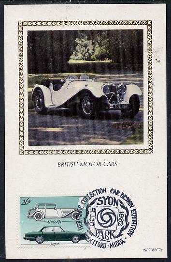 Great Britain 1982 British Motor Cars 26p (Jaguar) on Benham silk picture card with special first day cancel