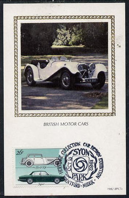 Great Britain 1982 British Motor Cars 26p (Jaguar) on Benham silk picture card with special first day cancel