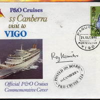 Great Britain 1981 P&O SS Canberra Cruise cover bearing Butterflies 18p stamp cancelled PAQUEBOT and signed by Roy Kinear