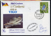 Great Britain 1981 P&O SS Canberra Cruise cover bearing Butterflies 18p stamp cancelled PAQUEBOT and signed by Barry Cryer