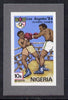 Nigeria 1984 Los Angeles Olympic Games 10k (Boxers) imperf machine proof as issued stamp mounted on grey card
