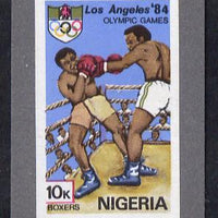 Nigeria 1984 Los Angeles Olympic Games 10k (Boxers) imperf machine proof as issued stamp mounted on grey card