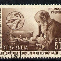 India 1973 Centenary of Discovery of Leprosy by Dr Hansen 50p value commercially used, SG 690
