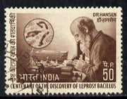 India 1973 Centenary of Discovery of Leprosy by Dr Hansen 50p value commercially used, SG 690