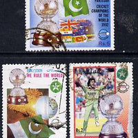 Pakistan 1992 Victory in World Cup Cricket set of 3 commercially used, SG 861-63