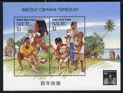 Nauru 1994 'Hong Kong '94' Stamp Exhibition (Year of the Dog) m/sheet containing set of 2 with Exhibition Logo in corner unmounted mint, SG MS 419a