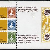 New Zealand 1980 Anniversaries m/sheet containing set of 3 for 125th Anniversary of first NZ Stamp unmounted mint, SG MS 1216
