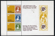 New Zealand 1980 Anniversaries m/sheet containing set of 3 for 125th Anniversary of first NZ Stamp unmounted mint, SG MS 1216