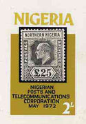Nigeria 1972 Posts & Telecommunications Corporation - original hand-painted composite artwork for 2s value (showing £25 stamp of Northern Nigeria) by unknown artist on board 5" x 8", endorsed 'submitted 20/4/72'