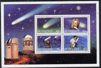 St Vincent 1986 Halley's Comet m/sheet containing set of 4 unmounted mint, SG MS 977