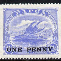 Papua 1917 Lakatoi 1d on 2.5d (ultramarine) unmounted mint SG 108*