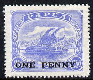 Papua 1917 Lakatoi 1d on 2.5d (ultramarine) unmounted mint SG 108*