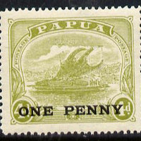 Papua 1917 Lakatoi 1d on 4d (pale olive-green) unmounted mint SG 109*