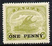 Papua 1917 Lakatoi 1d on 4d (pale olive-green) unmounted mint SG 109*