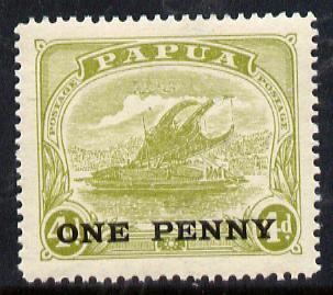 Papua 1917 Lakatoi 1d on 4d (pale olive-green) unmounted mint SG 109*