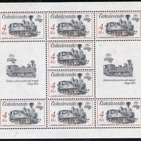 Czechoslovakia 1987 'Praga 88' Stamp Exhibition (2nd Issue) 4k Tank Locomotive in sheetlet of 8 plus 2 labels unmounted mint, from Communications set of 5 (SG 2882)