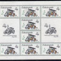 Czechoslovakia 1987 'Praga 88' Stamp Exhibition (2nd Issue) 5k Steam Roller in sheetlet of 8 plus 2 labels unmounted mint, from Communications set of 5 (SG 2884)