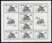 Czechoslovakia 1987 'Praga 88' Stamp Exhibition (2nd Issue) 5k Steam Roller in sheetlet of 8 plus 2 labels unmounted mint, from Communications set of 5 (SG 2884)