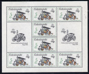 Czechoslovakia 1987 'Praga 88' Stamp Exhibition (2nd Issue) 5k Steam Roller in sheetlet of 8 plus 2 labels unmounted mint, from Communications set of 5 (SG 2884)