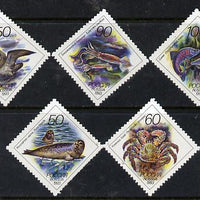 Russia 1993 Sea Animals diamond shaped set of 5 unmounted mint, SG 6423-27, Mi 323-27*