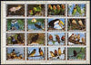 Umm Al Qiwain 1972 Exotic Birds #2 sheetlet containing 16 values with perforatins doubled at top (affects 4 stamps) as Mi 1402-17A