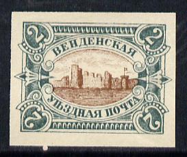 Russia - Wenden 1901 Castle 2k imperf colour trial in near issued colours on ungummed paper