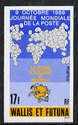 Wallis & Futuna 1988 World Post Day imperf proof from limited printing, as SG 539*