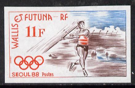 Wallis & Futuna 1988 Seoul Olympics 11f (Javelin) imperf proof from limited printing, as SG 535