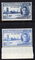 Seychelles 1946 KG6 Victory Commemoration set of 2 unmounted mint, SG 150-51