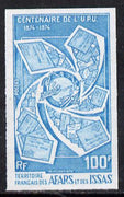 French Afars & Issas 1974 Centenary of UPU 100f unmounted mint IMPERF colour trial proof (several colour combinations available but price is for ONE) as SG 617